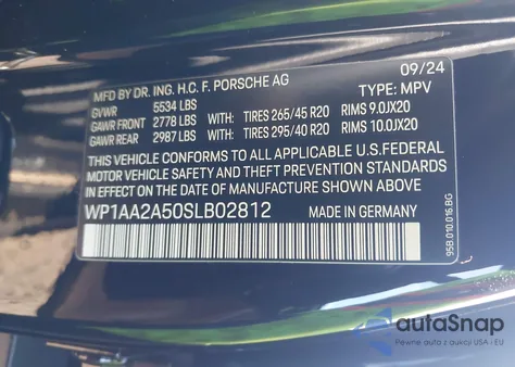 2025 Porsche Macan T from USA, damaged, VIN WP1AA2A50SLB02812